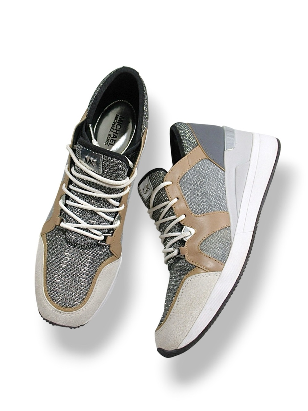 MICHAEL KORS Liv Trainer Chain Mesh Wedge Lace-Up Sneaker - Women's Size 9.5